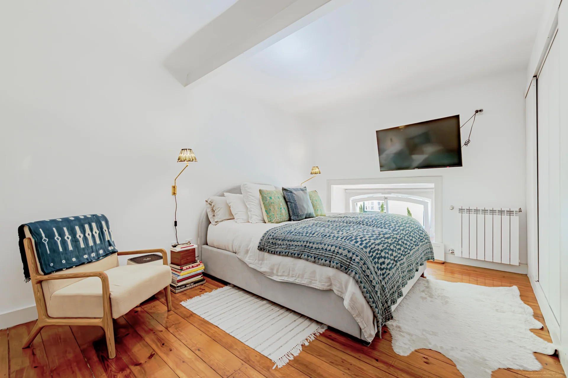 Master suite with exposed timber ceiling